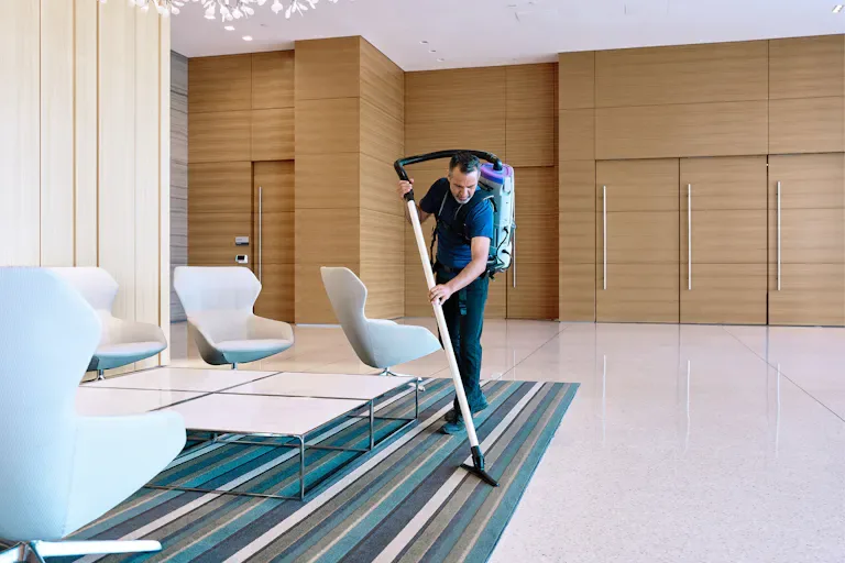 KBS cleaning service crew cleaning a commercial space